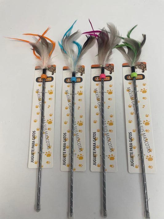 HKM-6062141 Two-Color Feather Cat Teaser Wand for Interactive Play