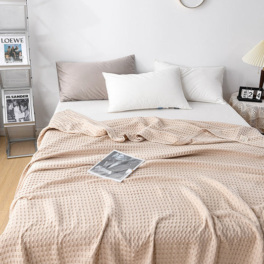 HKM-606419 Lightweight Cotton Gauze Towel Blanket with Human Waffle Design