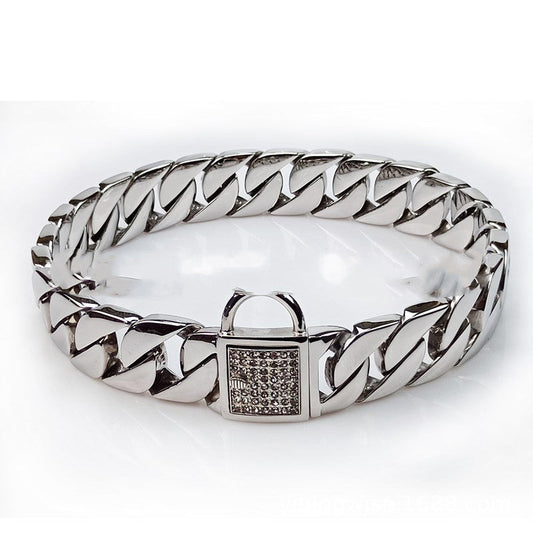 HKM-607891 304 Stainless Steel Adjustable Dog Chain Collar - Available in Multiple Sizes and Colors