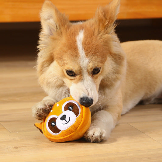 HKM-610067 Bite-Resistant Plush Teething Toys for Pets - Animal Models: Chicken, Mouse, Fox, Tiger, Cow, Panda