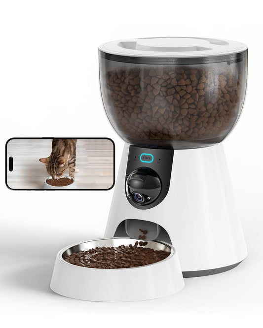 HKM-610387 Automatic Cat Feeder with 1080P HD Camera, Night Vision, 5G WiFi, Two-Way Audio, and 4L Capacity