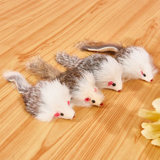 HKM-610643 Cat Two-color Leather Rabbit Fur Large Mouse Toy