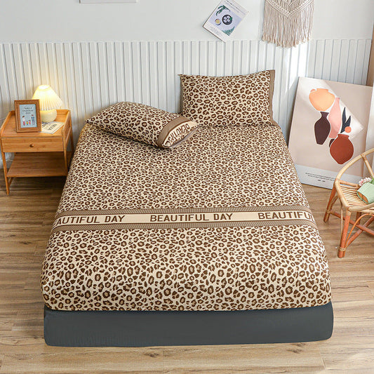HKM-611987 Fitted Sheet with Pillowcase, Brushed Printing Bedding Set in Multiple Sizes