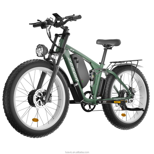 HKM-612883 Dual Motor Electric Bike 2000W 48V Fat Tire 26 Inch with Hydraulic Brakes and 7 Speed Gears