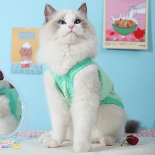 HKM-6161213 Summer Pet Vest in Fashion Color Contrasts - Blue/Purple and Blue/Yellow, Various Sizes for Your Kitty