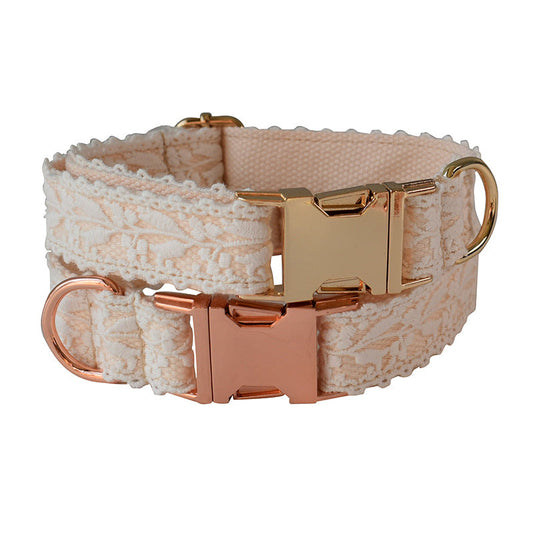 HKM-6172989 Lace Pet Collar with Adjustable Metal Buckle for Year-Round Comfort