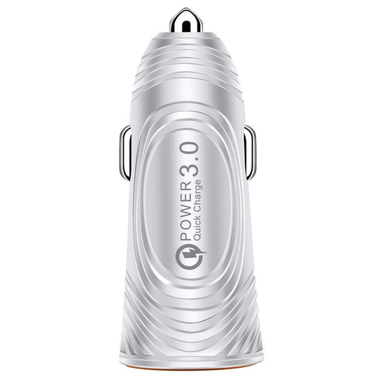 HKM-617811 USB Car Charger with QC3.0 and 3.1A Dual Ports in White and Black