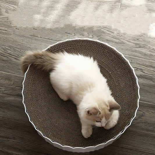 HKM-6188605 Corrugated Cat Litter Scratcher and Claw Grinder for All Cats - White, 40x40x10cm