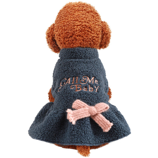 HKM-6210237 Cozy Baby Letter Skirt in Pink and Dark Blue for Pets
