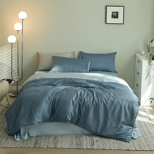 HKM-621075 Tencel Solid Color Bed Set - Four-Piece Collection with Various Color Options