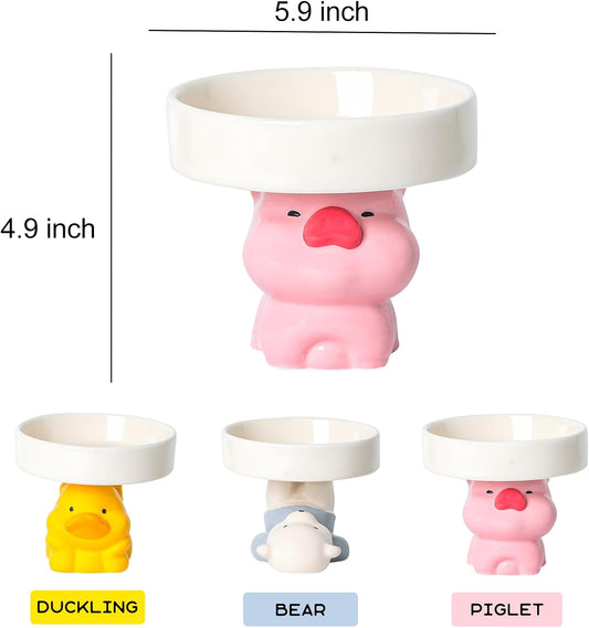 HKM-6212925 Elevated Ceramic Cat Bowls with Cute Animal Designs for Comfortable Feeding and Easy Cleaning