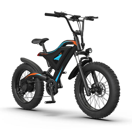 HKM-621715 20-Inch Fat Tire Full Suspension E-Mountain Bike 48V 500W Lithium Battery 15AH Rear Hub Motor