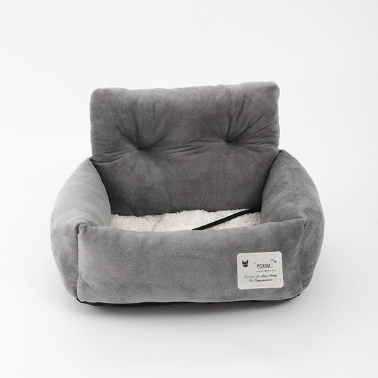 HKM-6219453 Universal Pet Car Nest - Gray Cloth Dog Bed, Large (53*42*29 cm) & Small (44*35*27 cm)