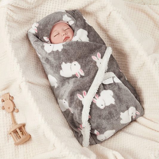 HKM-624851 Double-Layered Thick Flannel Stroller Blanket for Babies in Animal Patterns