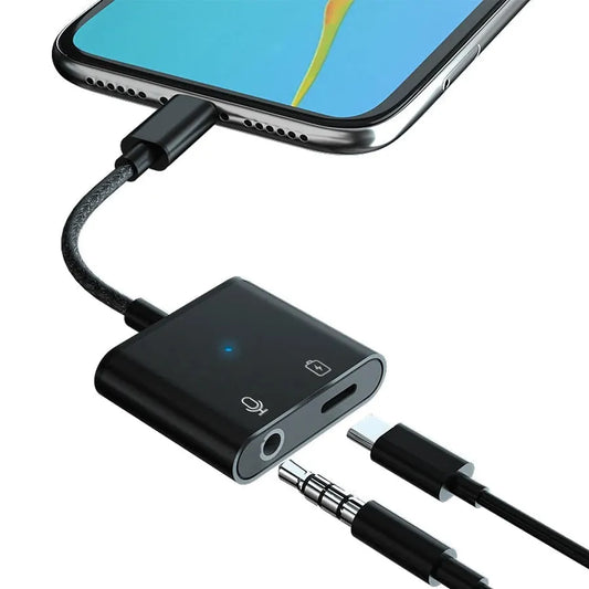 HKM-625747 2-in-1 Type C to 3.5mm Audio Adapter for iPhone 15 with Headphone Splitter Function