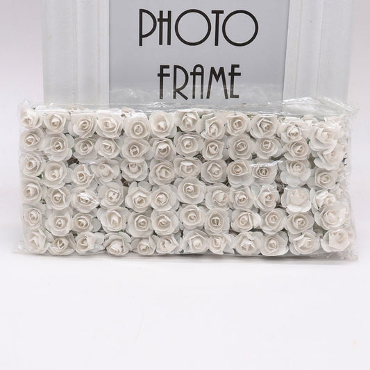 HKM-626771 Mini Artificial Paper Rose Bouquet - 144pcs 1.5-1.8cm for DIY Crafts, Wreaths, and Wedding Decor