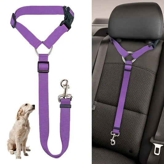 HKM-6305469 Adjustable Two-in-One Pet Safety Seat Belt Harness and Leash for Dogs and Cats