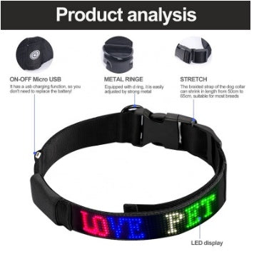 HKM-6327229 Rechargeable Anti-Lost Dog Collar with Adjustable Cotton Weaving Belt (50-65cm)