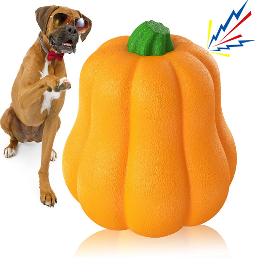 HKM-635411 Indestructible Pumpkin Shaped Rubber Dog Chew Toy for Aggressive Chewers