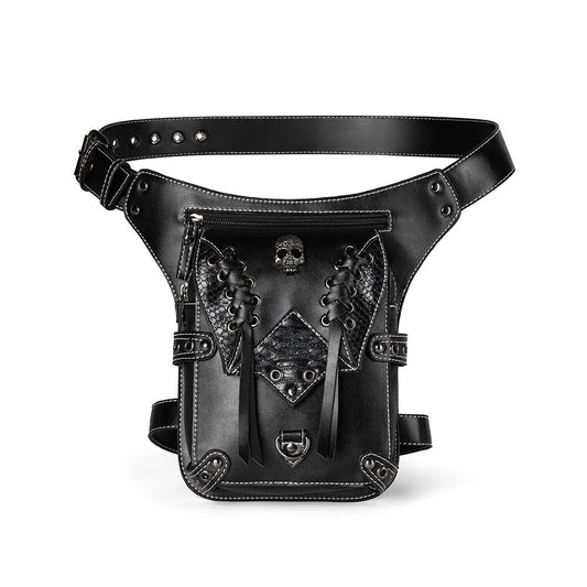 HKM-635923 Retro PU Leather Waist Bag for Outdoor Cycling and Motorcycle Rides - Versatile Messenger for Phones and Essentials