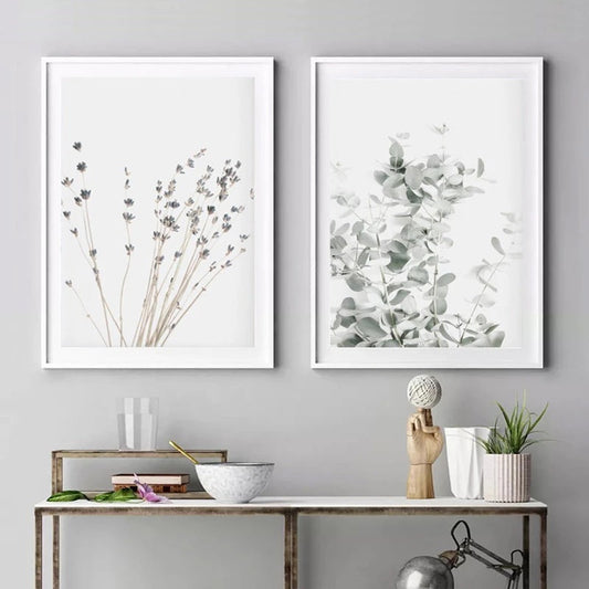 HKM-636051 Nordic Modern Canvas Painting with Floral and Leaf Patterns for Home Decoration