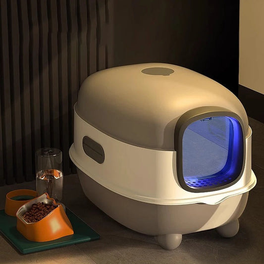 HKM-6364221 Oversized Fully Enclosed Cat Litter Box with UV Sterilization Options and Basic Deodorization