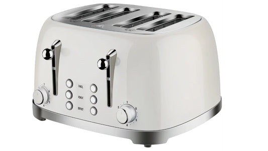 HKM-636947 Retro Stainless Steel 4-Slice Electric Pop-Up Toaster with Grill Function