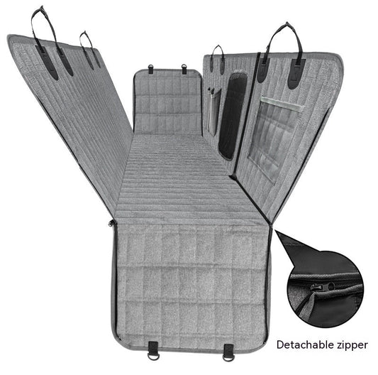 HKM-6375357 Detachable Split Pet Car Mat for Dogs - Gray and Black, 137x147cm, Cloth Material