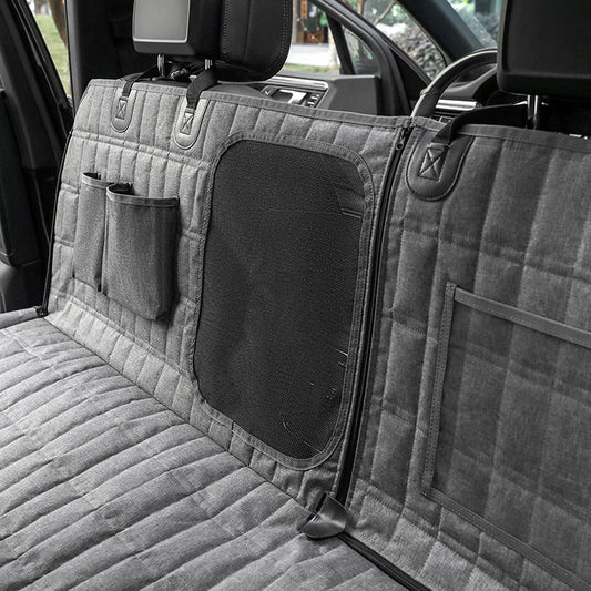 HKM-6375357 Detachable Split Pet Car Mat for Dogs - Gray and Black, 137x147cm, Cloth Material
