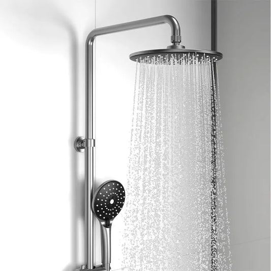HKM-638227 Luxury Copper Shower Faucet Set with Rainfall and Jet Massage Functions, Chrome Finish