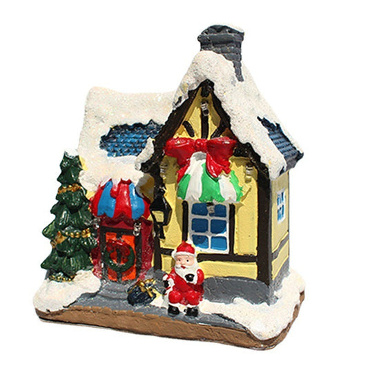 HKM-639635 Luminous Cottage House Decoration with Snow and Lantern for Christmas Festivities