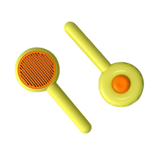 HKM-6407869 Pet Grooming Donut Comb with Stainless Steel Needles for Cats and Dogs - Green, Pink, White