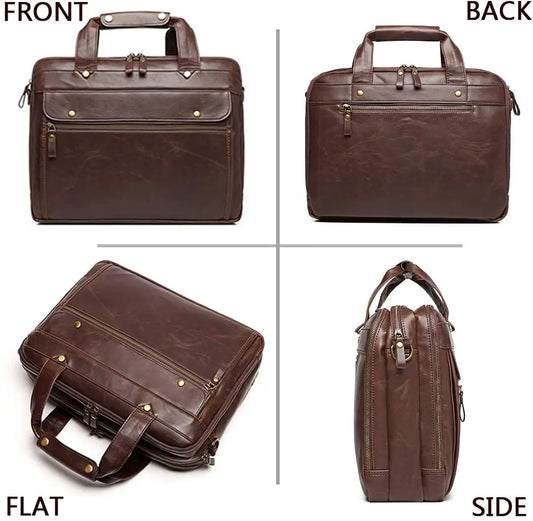 HKM-642195 Stylish Waterproof Leather Laptop Briefcase for Business and Travel