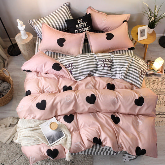 HKM-642643 Aloe Cotton Brushed 4-Piece Bedding Set in Geometric Pattern with Durable Polyester Fabric