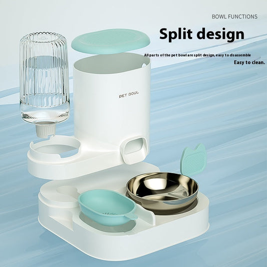HKM-6429501 Automatic Cat Water Fountain with Integrated Double Stainless Steel Bowls - Available in Multiple Colors