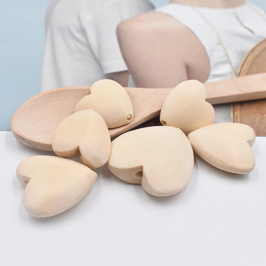 HKM-643731 Large Wooden Heart Pendants, DIY Craft Accessories, 20-40MM, Pack of 10