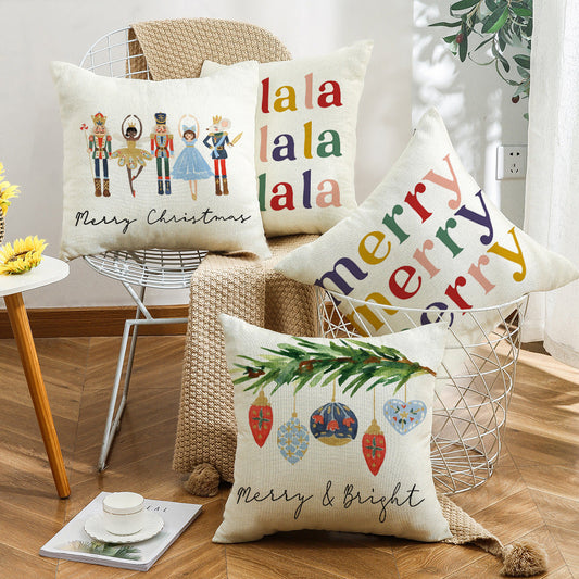 HKM-644243 Christmas Winter Cartoon Soldier Pillow Cover - 45x45cm, Various Patterns