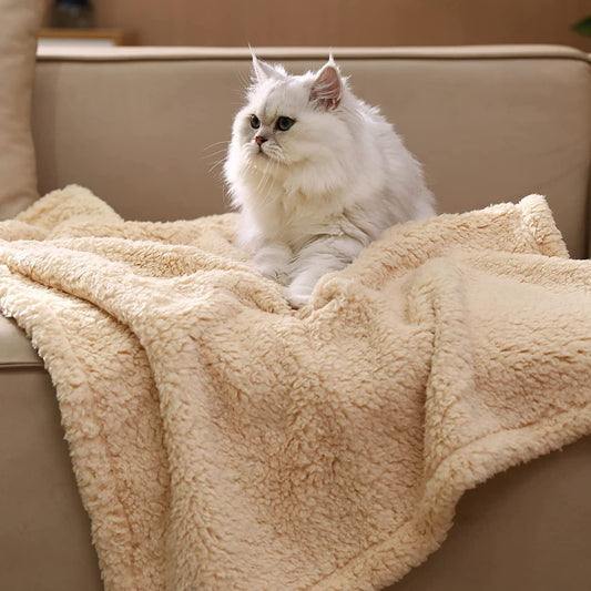 HKM-6444477 Cotton Velvet Pet Blanket for Dogs ¨C Warm, Soft, Available in Black, Beige, and Gray