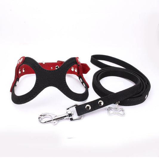 HKM-6471101 Spectacle Shaped Pet Chest Strap made of Korean Velvet with Zinc Alloy Hardware