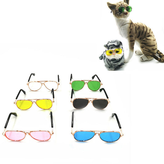 HKM-647251 Pet Mini Hip Hop Sunglasses for Small Pets - Colorful Metal Frame with Resin Lenses - 8CM