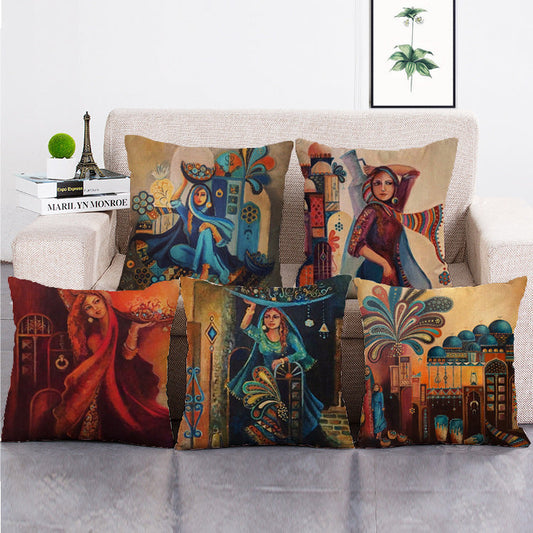 HKM-647379 Minority Folk-Custom Decorative Pillowcase in Soft Cotton, Linen, and Flannel – 45x45 cm