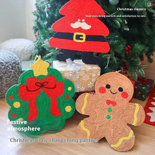 HKM-6483517 Christmas-Themed Sisal Mat Cat Scratch Board - Durable Hemp Rope Design