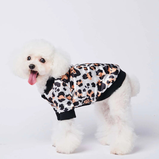 HKM-6485693 Leopard Print Cotton-Padded Dog Jacket for Autumn and Winter Warmth