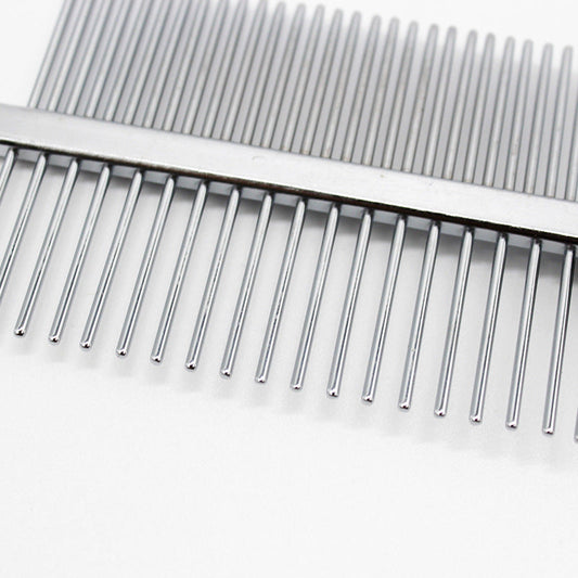 HKM-6500413 Double-Sided Pet Grooming Comb with Ergonomic Non-Slip Handle ¨C Perfect for Untangling and Removing Shedding Hair, 17cm Length