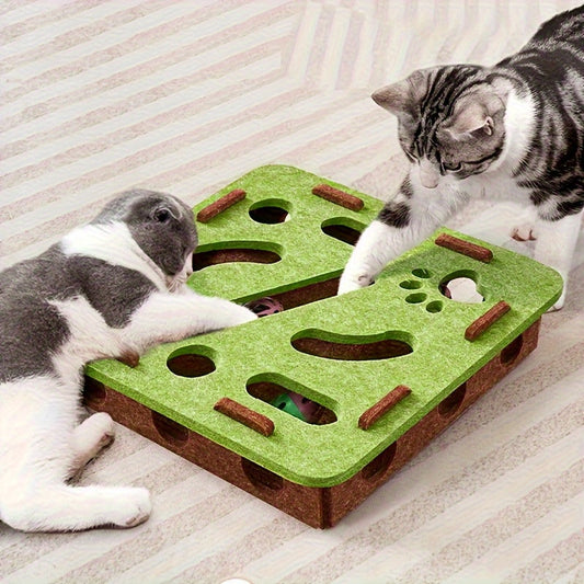 HKM-6505405 Interactive Cat Puzzle Toy with Maze and Bell Ball for Indoor Mental Stimulation and Exercise