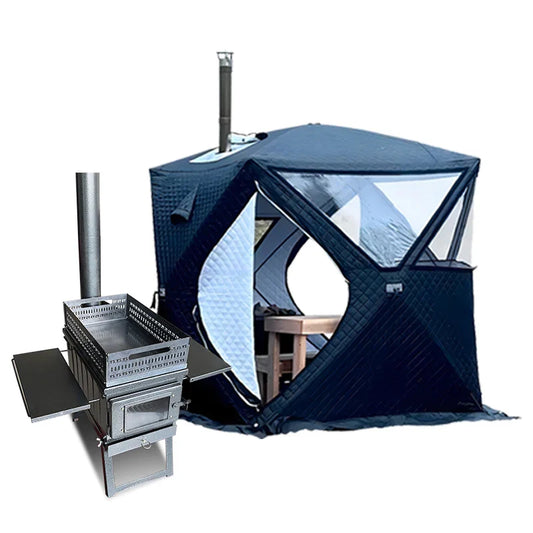 HKM-650579 Outdoor Portable Three-Layer 210D Oxford Pop-Up Sauna Tent for Camping and Ice Fishing, 4 Seasons, 180x180x200cm