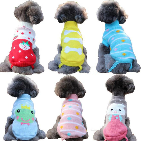 HKM-6508733 Knitted Wool Winter Sweater for Small Dogs - Multiple Sizes Available