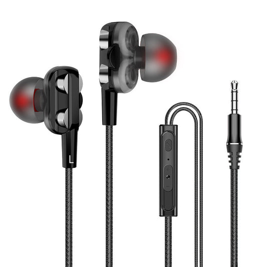 HKM-651027 Dual Action In-Ear Headphones with 3.5mm Plug - 20-20000Hz Frequency Response, 10mm Drive Unit, 108dB Sensitivity, 1.2m Round Wire