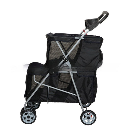 HKM-6547901 Compact Lightweight Folding Pet Stroller in Black and Pink