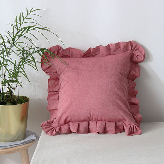 HKM-656467 Nordic Style Solid Color Lotus Leaf Pillow Cushion – Available in Multiple Sizes